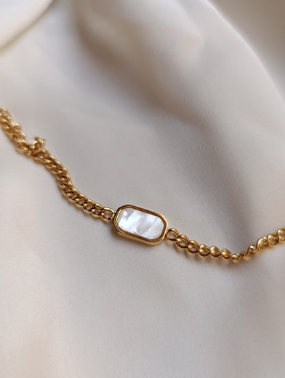 White Charm Gold Chain Bracelet