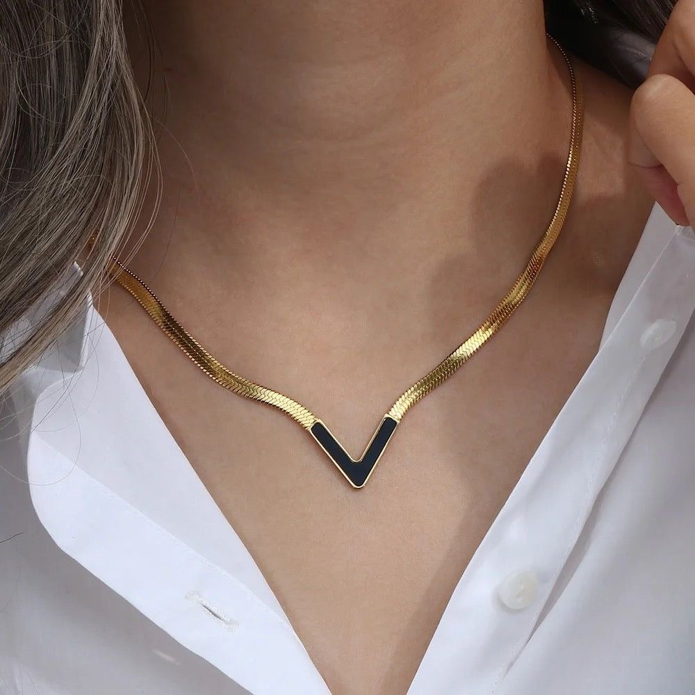 Black V Necklace