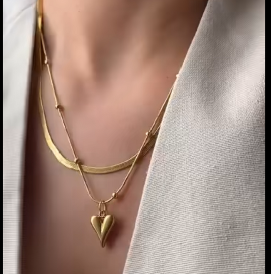 Snake & Heart Necklaces - [Set of 2]