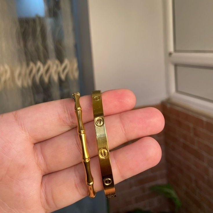 Cartier & Bamboo Bangles Set [Set of 2]