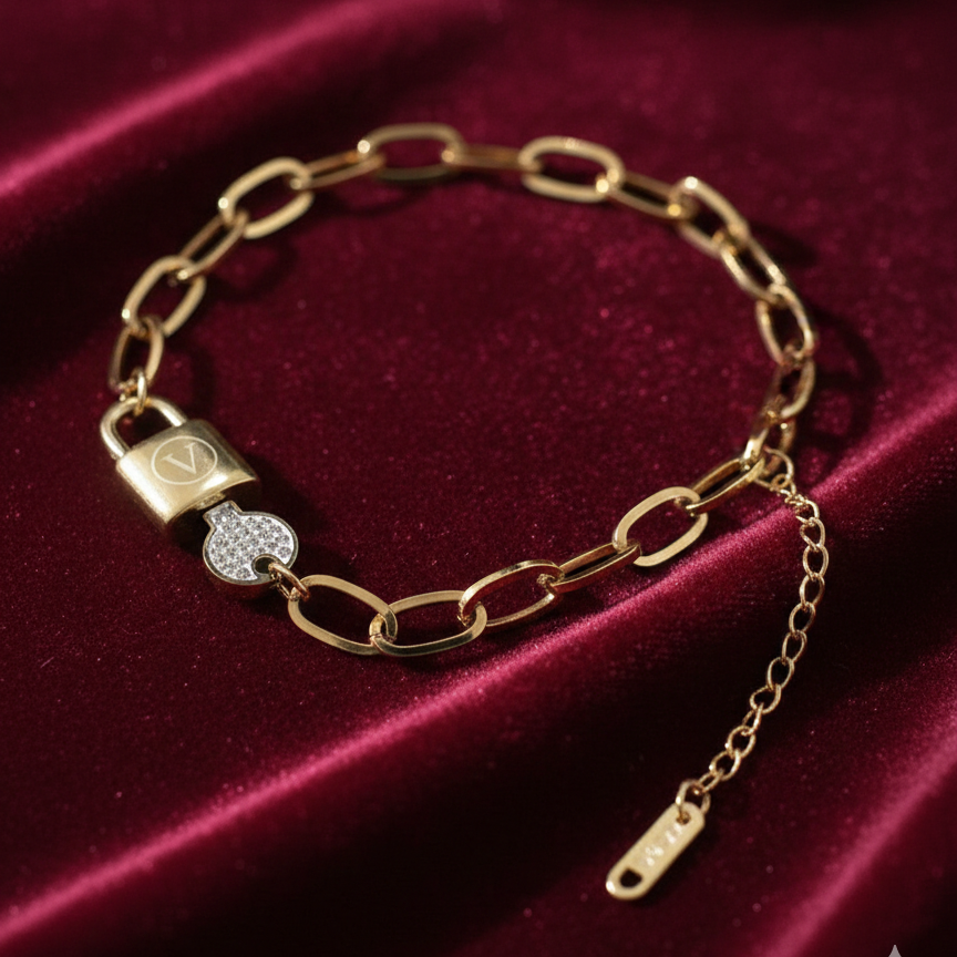 Heart Lock Gold Chain Bracelet