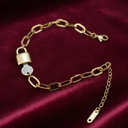 Heart Lock Gold Chain Bracelet