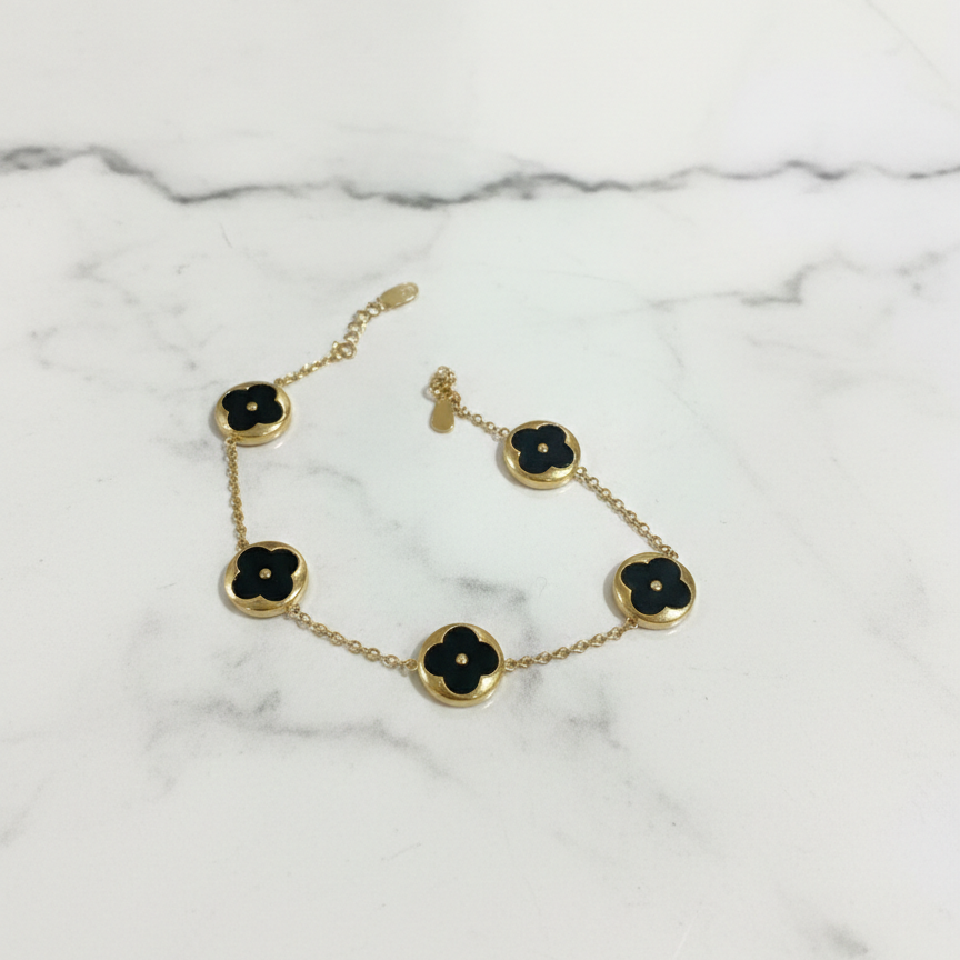 Midnight Clover Gold Bracelet