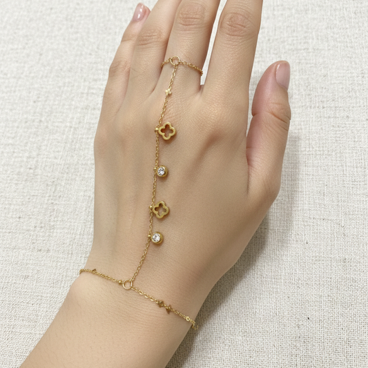 Clover Charm Hand Chain Bracelet