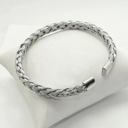 Braided Cuff Bracelet - Silver