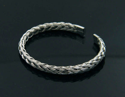 Braided Cuff Bracelet - Silver