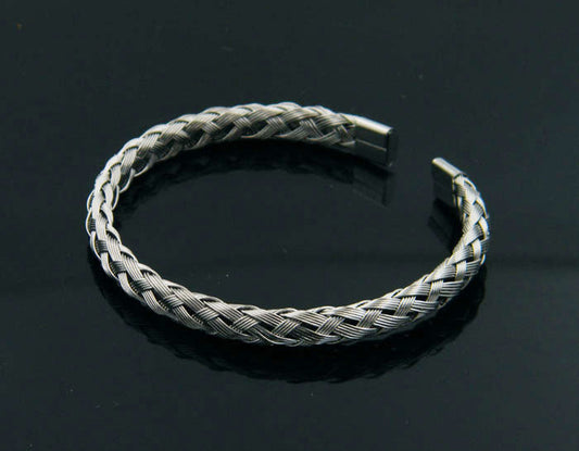 Braided Cuff Bracelet - Silver