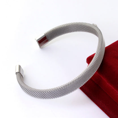 Mesh Cuff Bracelet - Silver