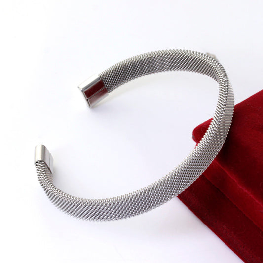 Mesh Cuff Bracelet - Silver