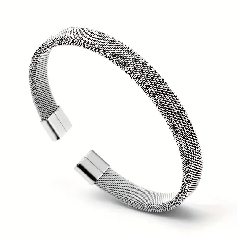 Mesh Cuff Bracelet - Silver