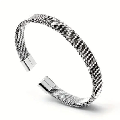 Mesh Cuff Bracelet - Silver