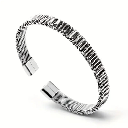 Mesh Cuff Bracelet - Silver