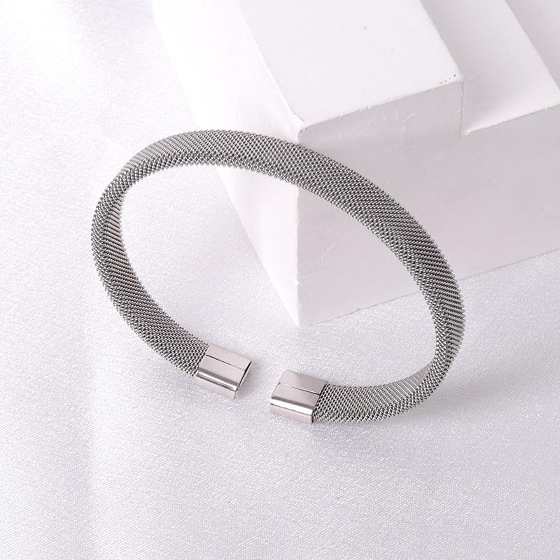 Mesh Cuff Bracelet - Silver