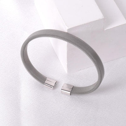 Mesh Cuff Bracelet - Silver