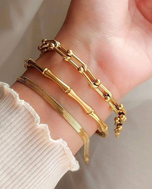 Gold Chain Bracelet Stack - [Set of 3]