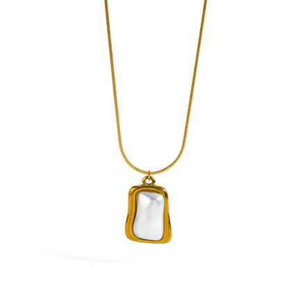 Golden Pearl Frame Necklace