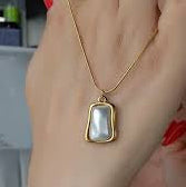 Golden Pearl Frame Necklace