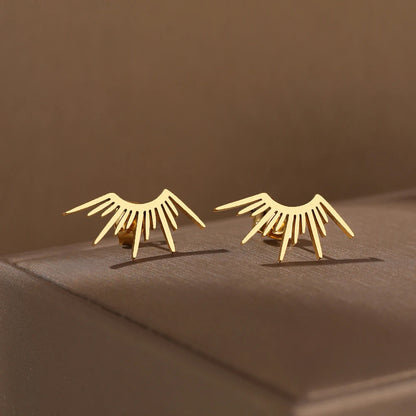 Eyelash Burst Stud Earrings - Stainless Steel
