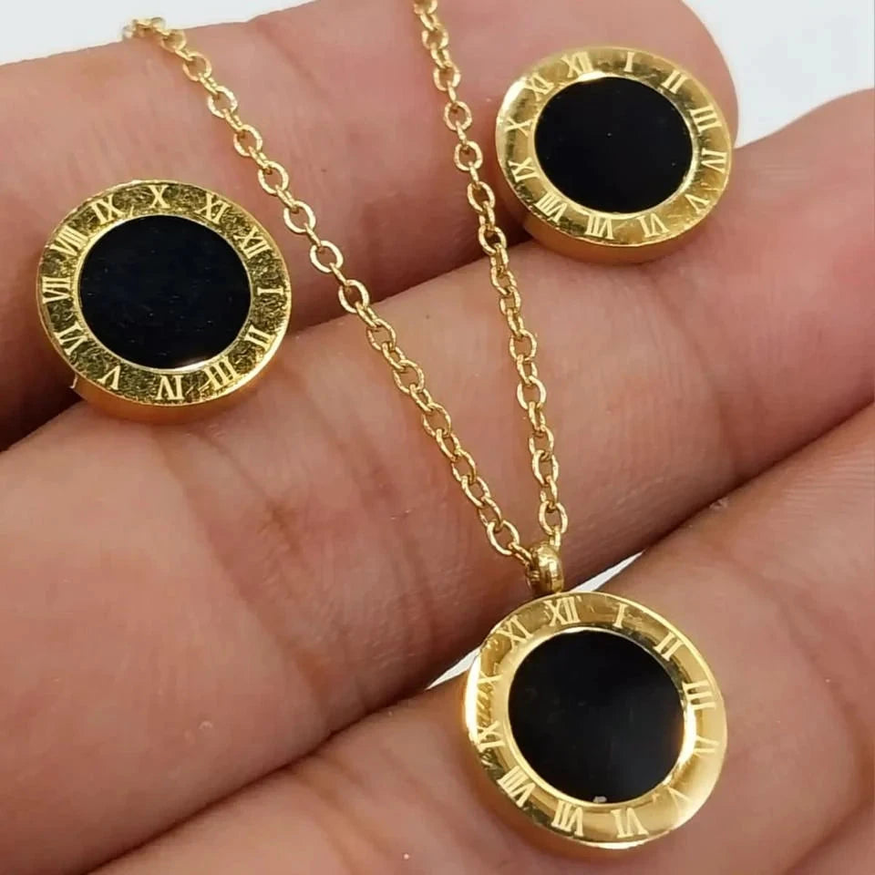 Roman Necklace & Earrings Set - [Set of 2]