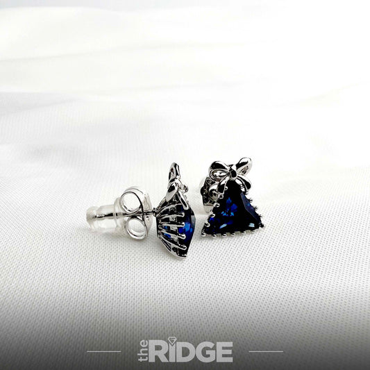 Blue Stone Triangular Earrings