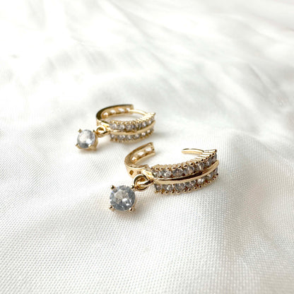 Emerald Crystal Baguette Earrings – Gold