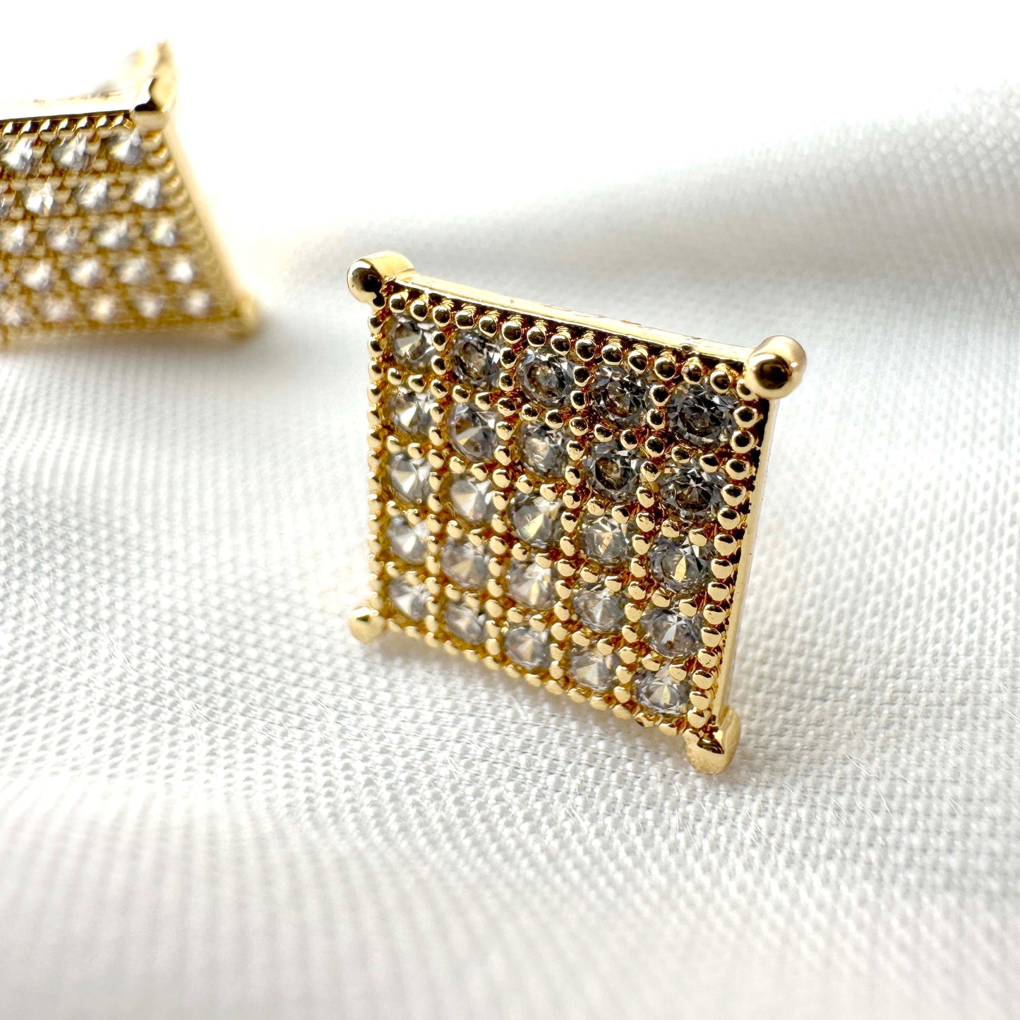 Square Crystal Stud Earrings – Gold