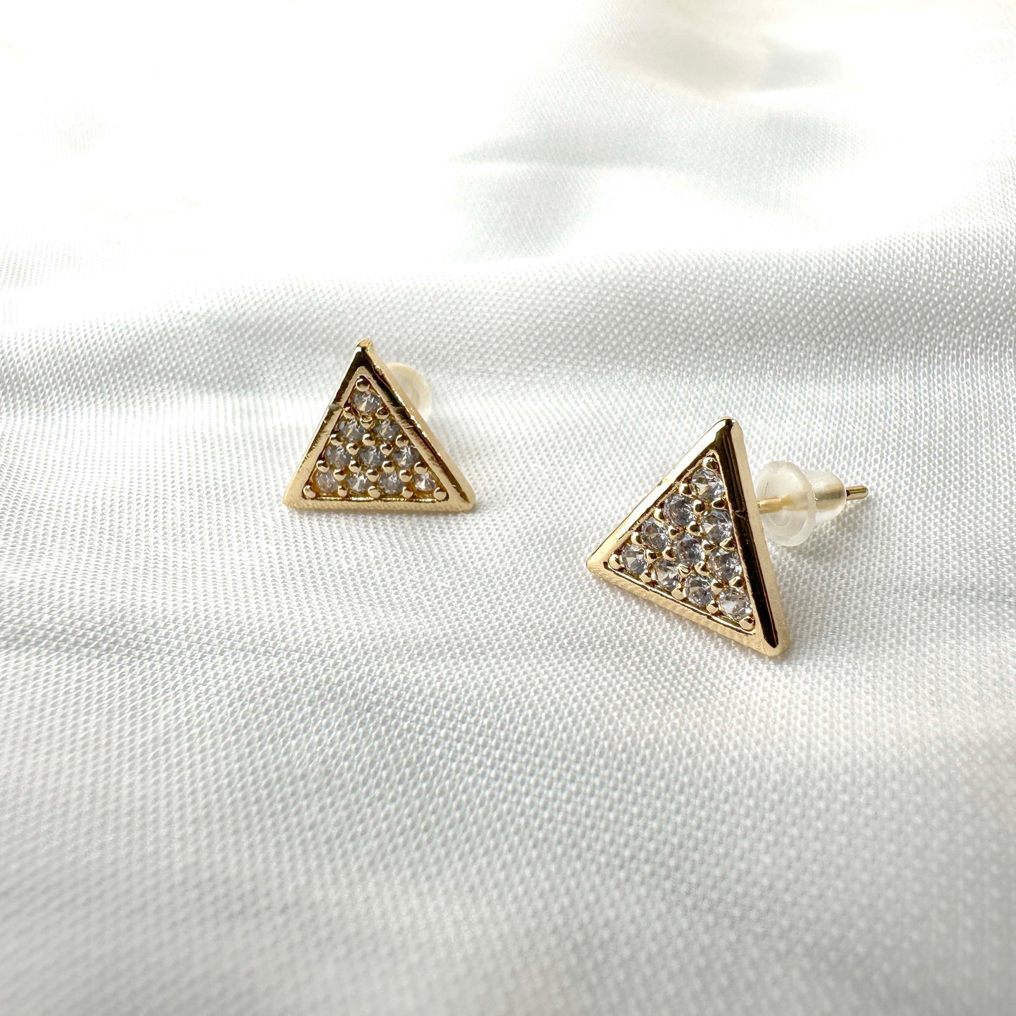 Triangle Crystal Stud Earrings – Gold