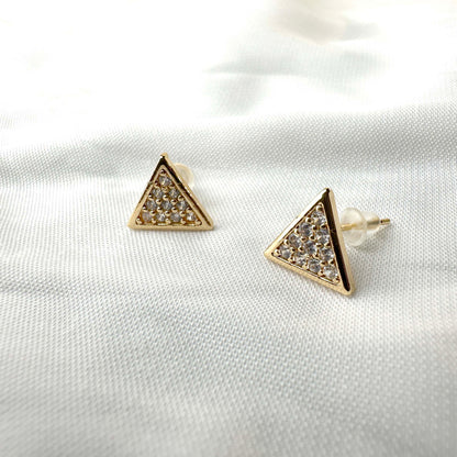 Triangle Crystal Stud Earrings – Gold