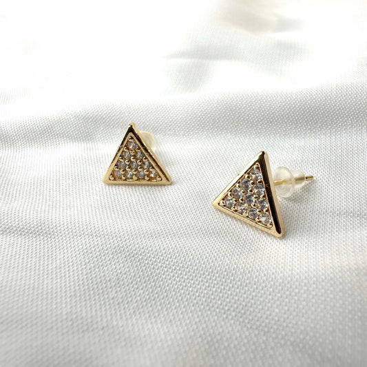 Triangle Crystal Stud Earrings – Gold