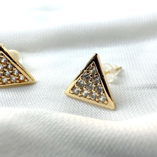 Triangle Crystal Stud Earrings – Gold