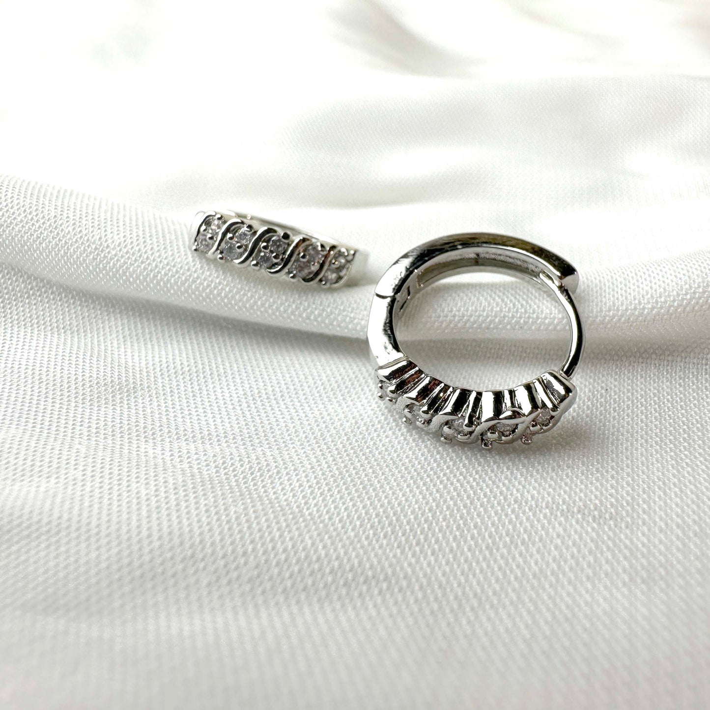 Silver Plated Multi-Row Hoop Earrings
