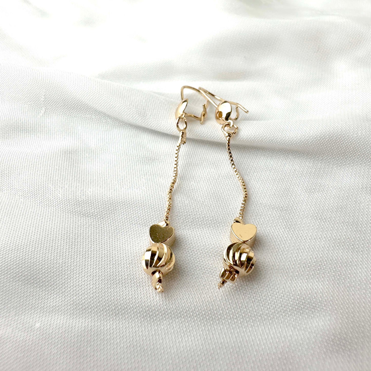 Golden Heart-Shaped Drop Earrings