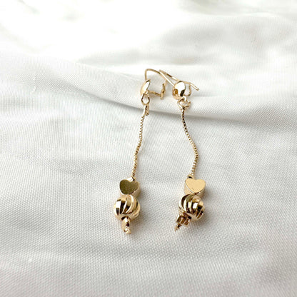 Golden Heart-Shaped Drop Earrings