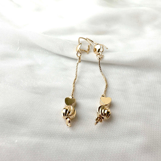 Golden Heart-Shaped Drop Earrings