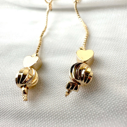 Golden Heart-Shaped Drop Earrings