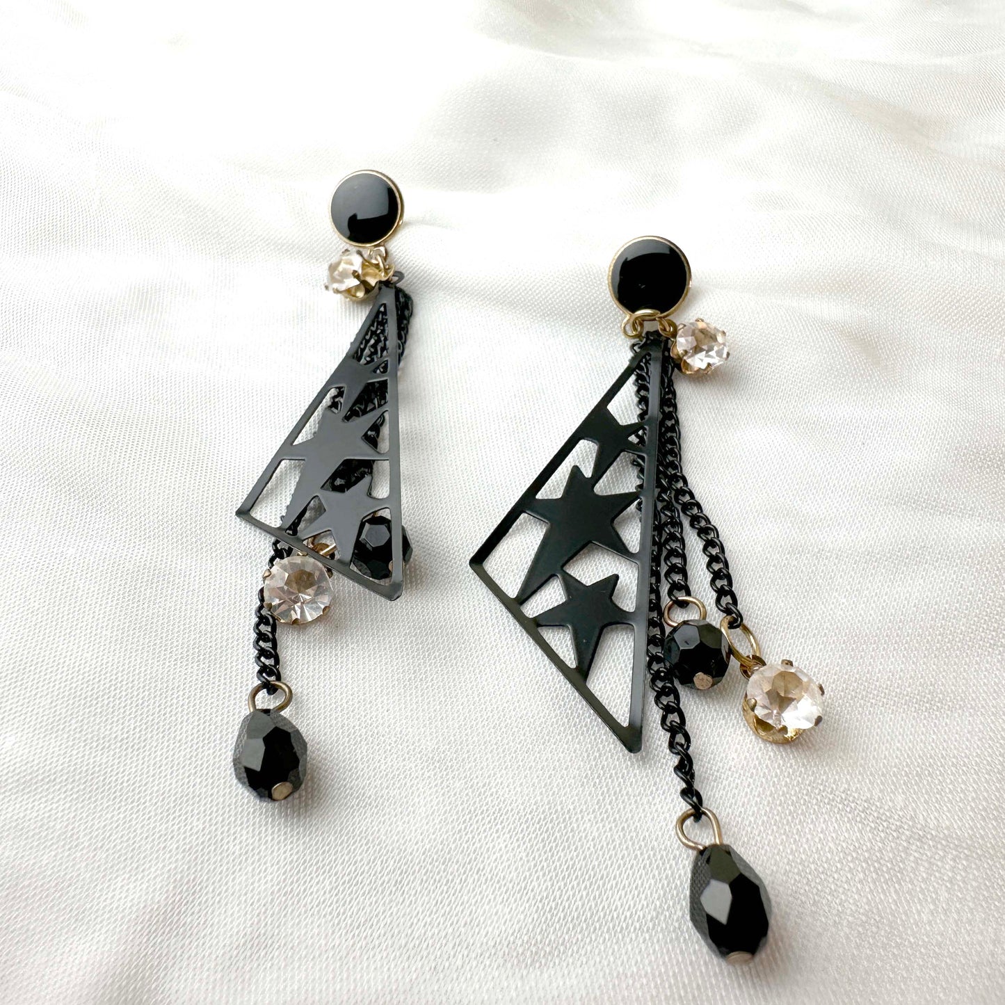 Black Star Pendant Drop Earrings
