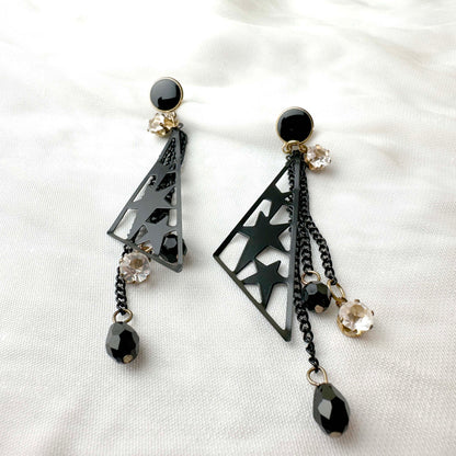 Black Star Pendant Drop Earrings
