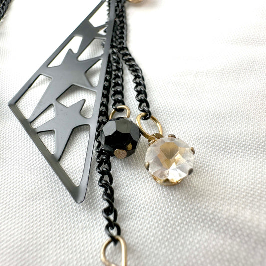 Black Star Pendant Drop Earrings