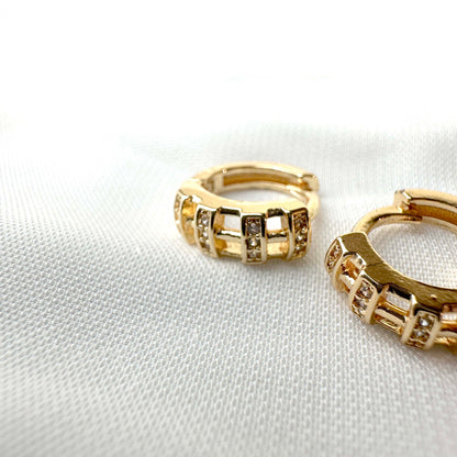 Gold-Plated Square Ring Earrings