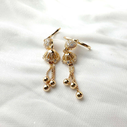 Gold-Plated Crystal Ball Dangle Earrings
