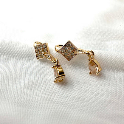 Champagne Square Drop Earrings – Gold
