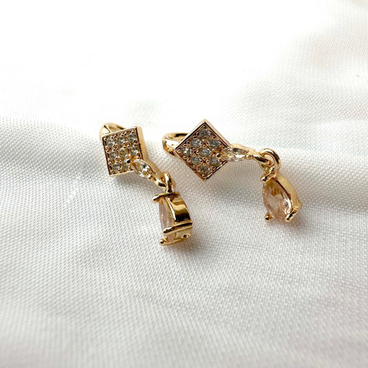Champagne Square Drop Earrings – Gold