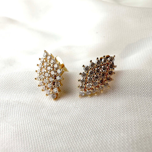 Leaf Crystal Earrings – Gold