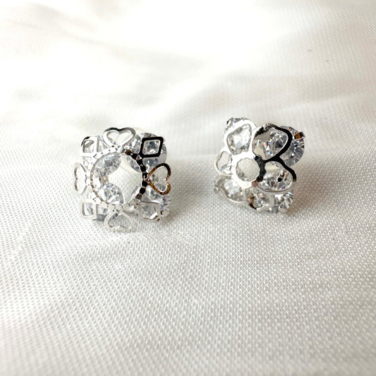 Silver Crystal Heart Shape Earrings