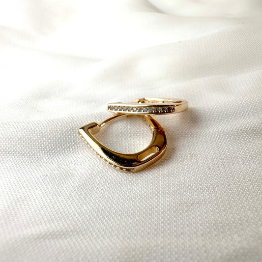 Gold-Plated Crystal Oval Hoop Earrings