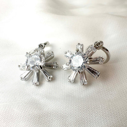 Silver-Plated Starburst Crystal Earrings