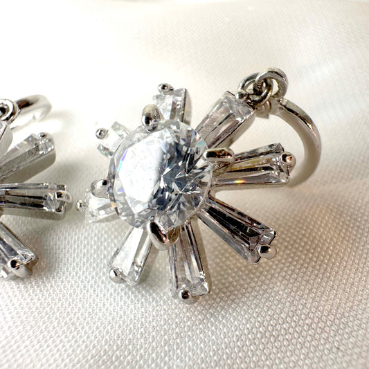 Silver-Plated Starburst Crystal Earrings
