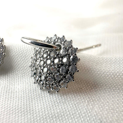 Silver Crystal Floral Earrings