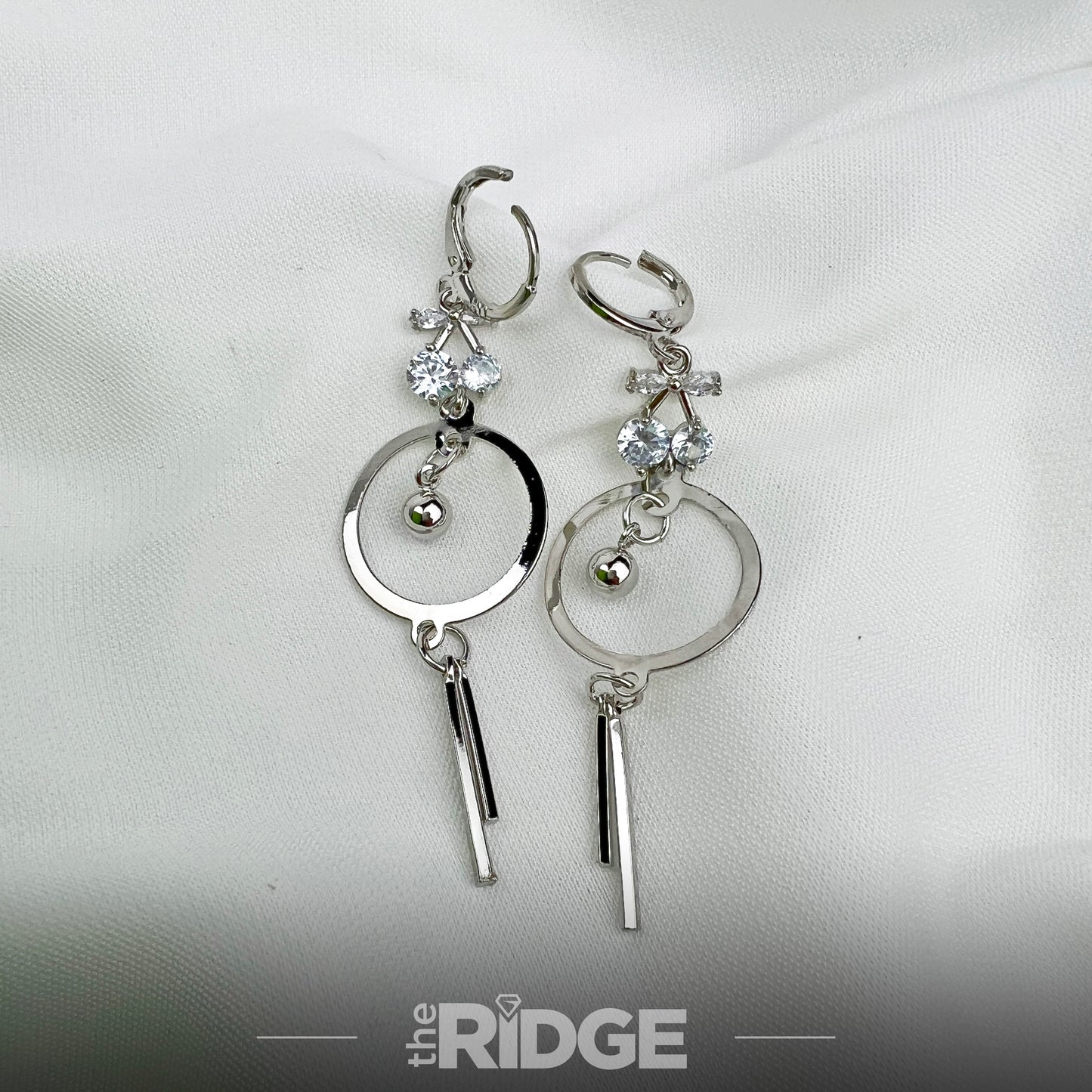 Silver Gleam Circle Drop Earrings
