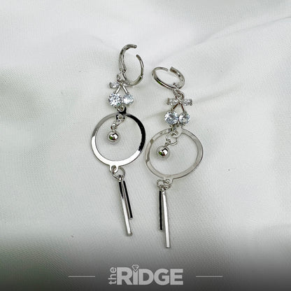 Silver Gleam Circle Drop Earrings